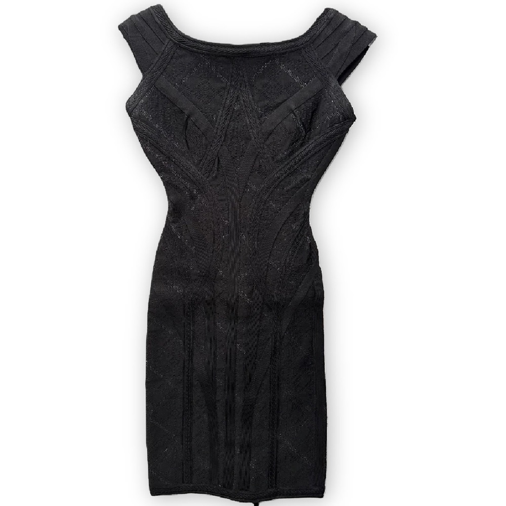 Women’s Herve Leger Black Body Con Stretch Dress